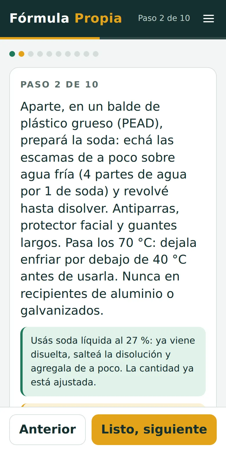Pantalla de un paso de fabricación